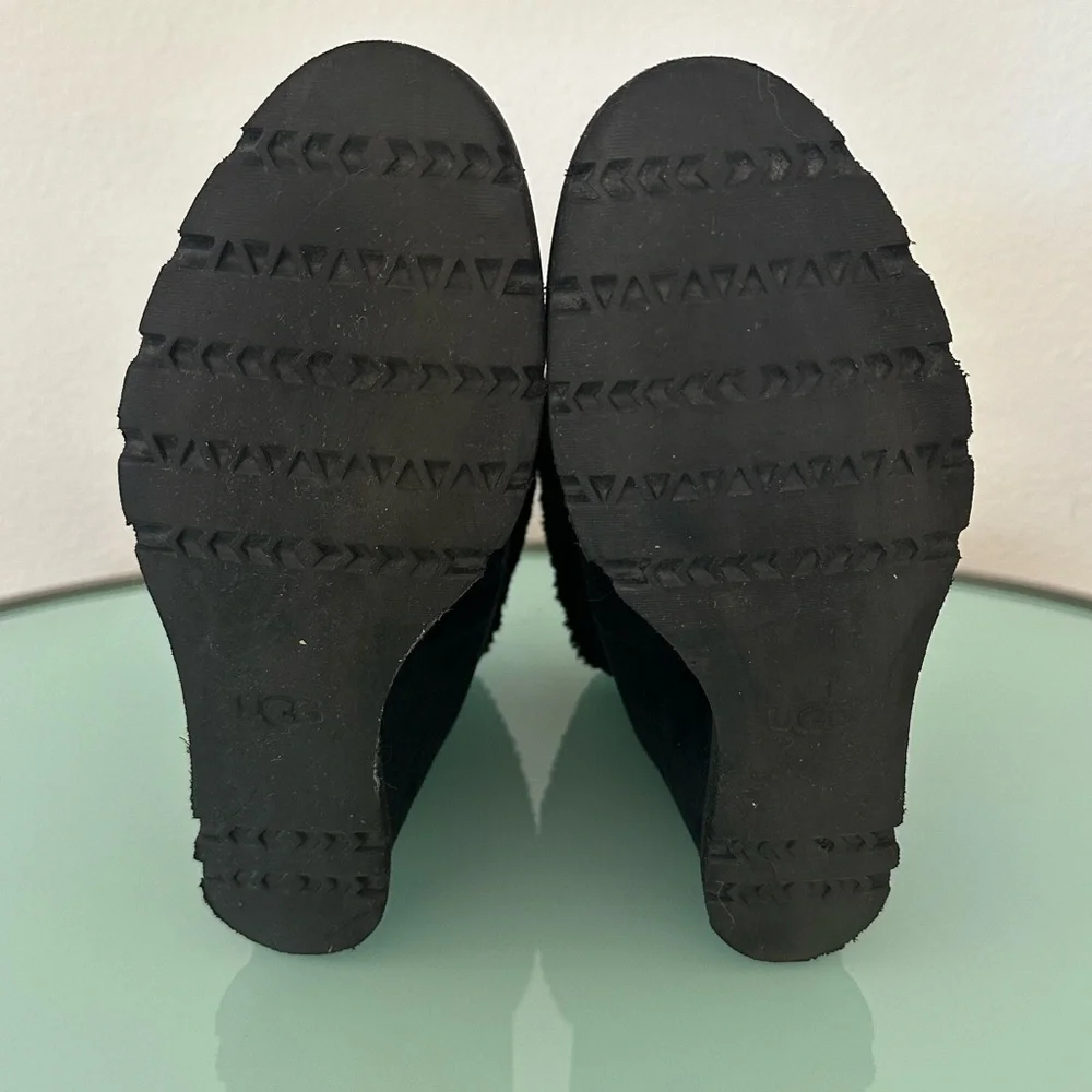 UGG Australia Black Kyra Wedge Genuine Shearling Boots
